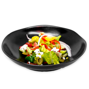 Greek Salad on a black plate
