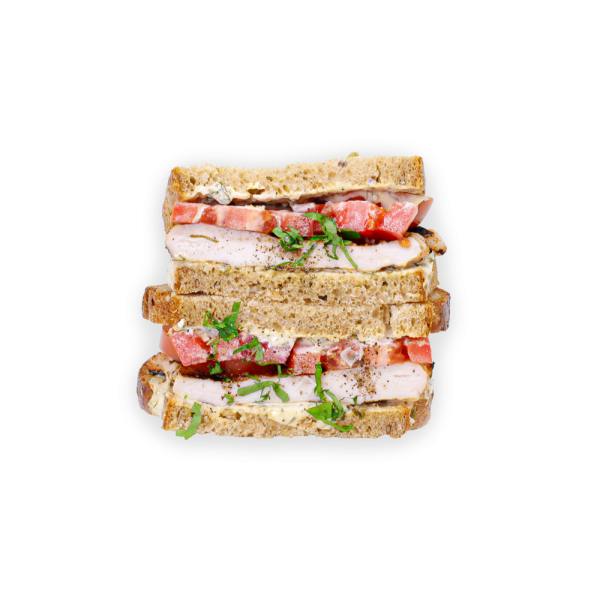 Grilled Turkey Sandwich with Tomato Stacked Halves